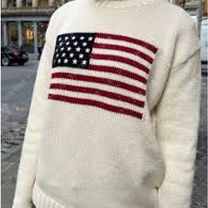 Brandy Melville Cream USA Flag Sweater